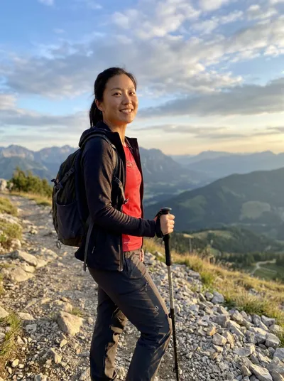 Generated photo — mountain trail in hiking gear